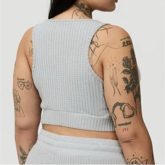 Torrid Gray, Pink, Black Super Soft Plush Waffle Crop Lounge Cami Bundle - Picture 9 of 13